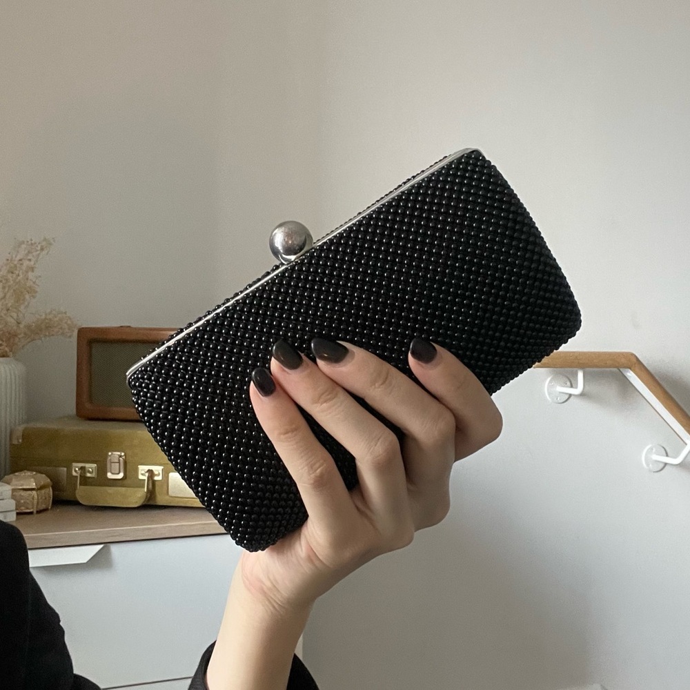 Clutch Purse black with silver chain